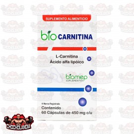 BIO CARNITINA, L-CARNITINA, ACIDO ALFA LIPOICO, 60 CAPSULAS DE 450 MG C/U, BIOMEP