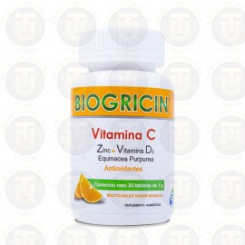 BIOGRICIN VITAMINA C 30 TABS MASTICABLES DE 1 G SABOR NARANJA