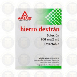HIERRO DEXTRAN, CAJA CON 3 AMPOLLETAS DE 2 ML, AMSA